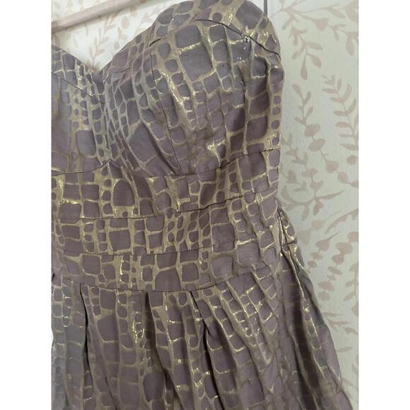 NWOT AE Gold and Taupe Stylish Strapless Print Dress - Picture 6 of 7